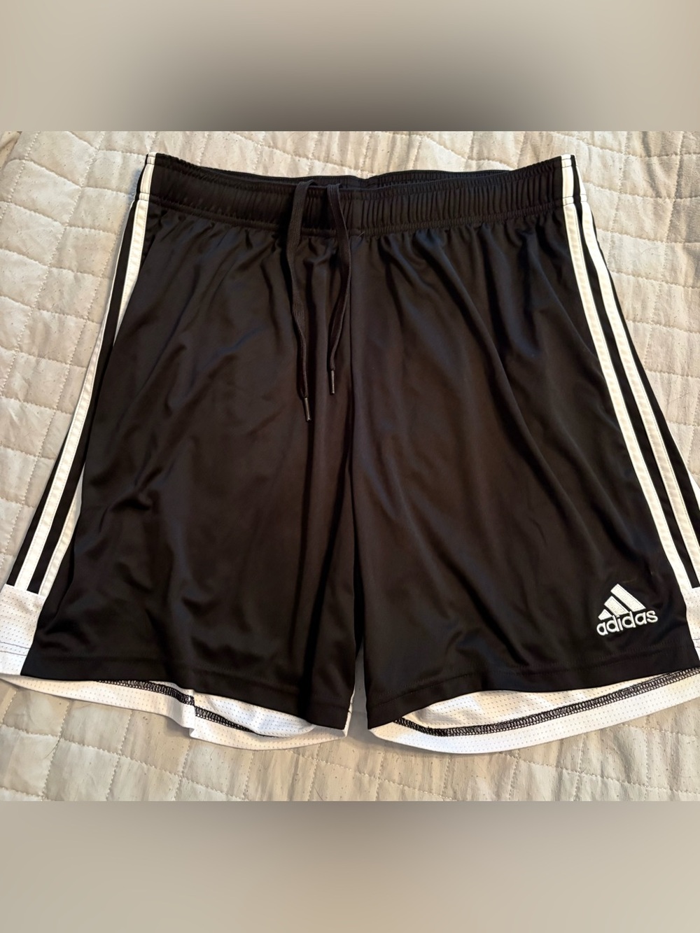 adidas Black Athletic Shorts with White Trim